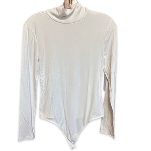 Gianni Bini White Turtleneck Bodysuit. Size Medium